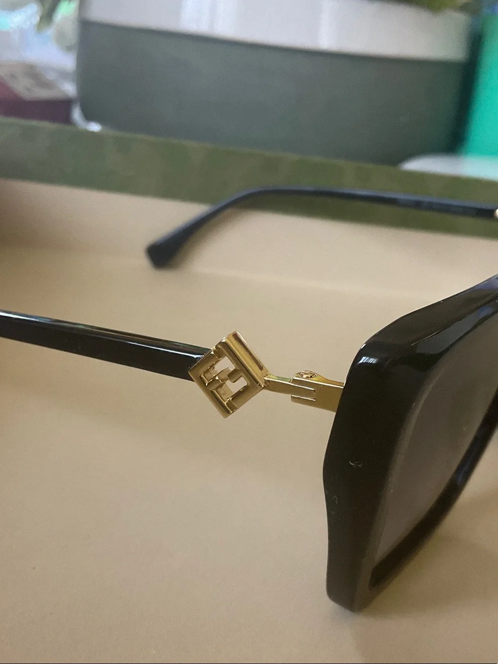 Black Square Sunglasses with Gold Accent - Designer Style
